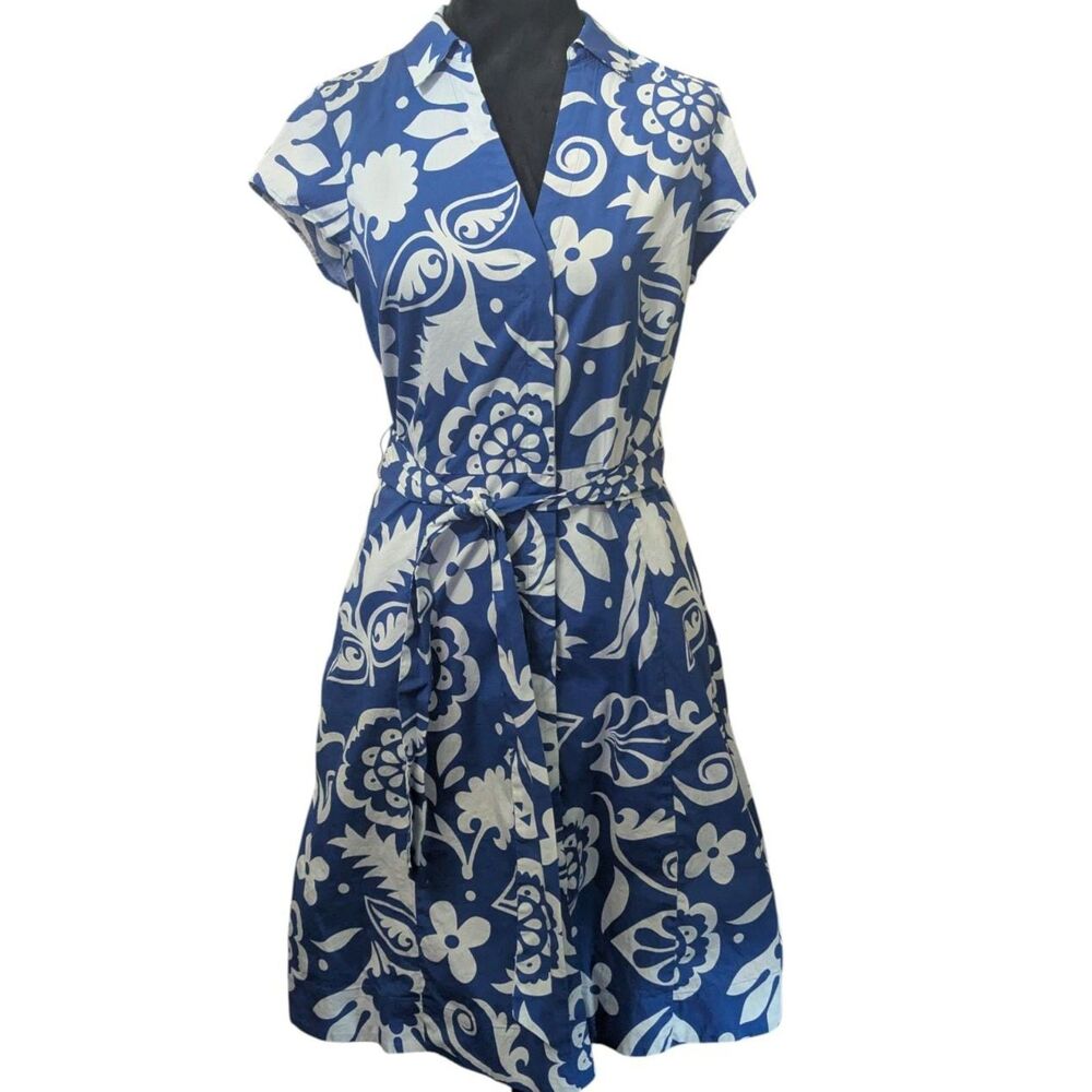 Boden Blue and White Floral Midi Dress